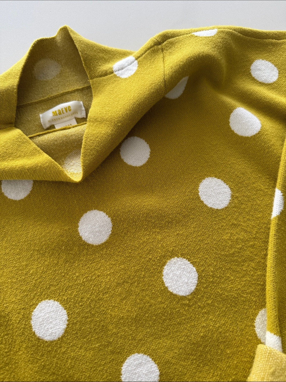 Anthropologie Maeve Yellow Polka Dot Sweater - Picture 3 of 4